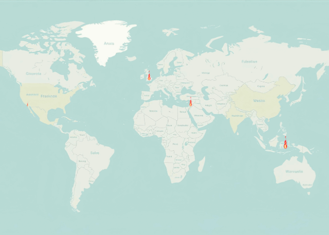 World map with office locations