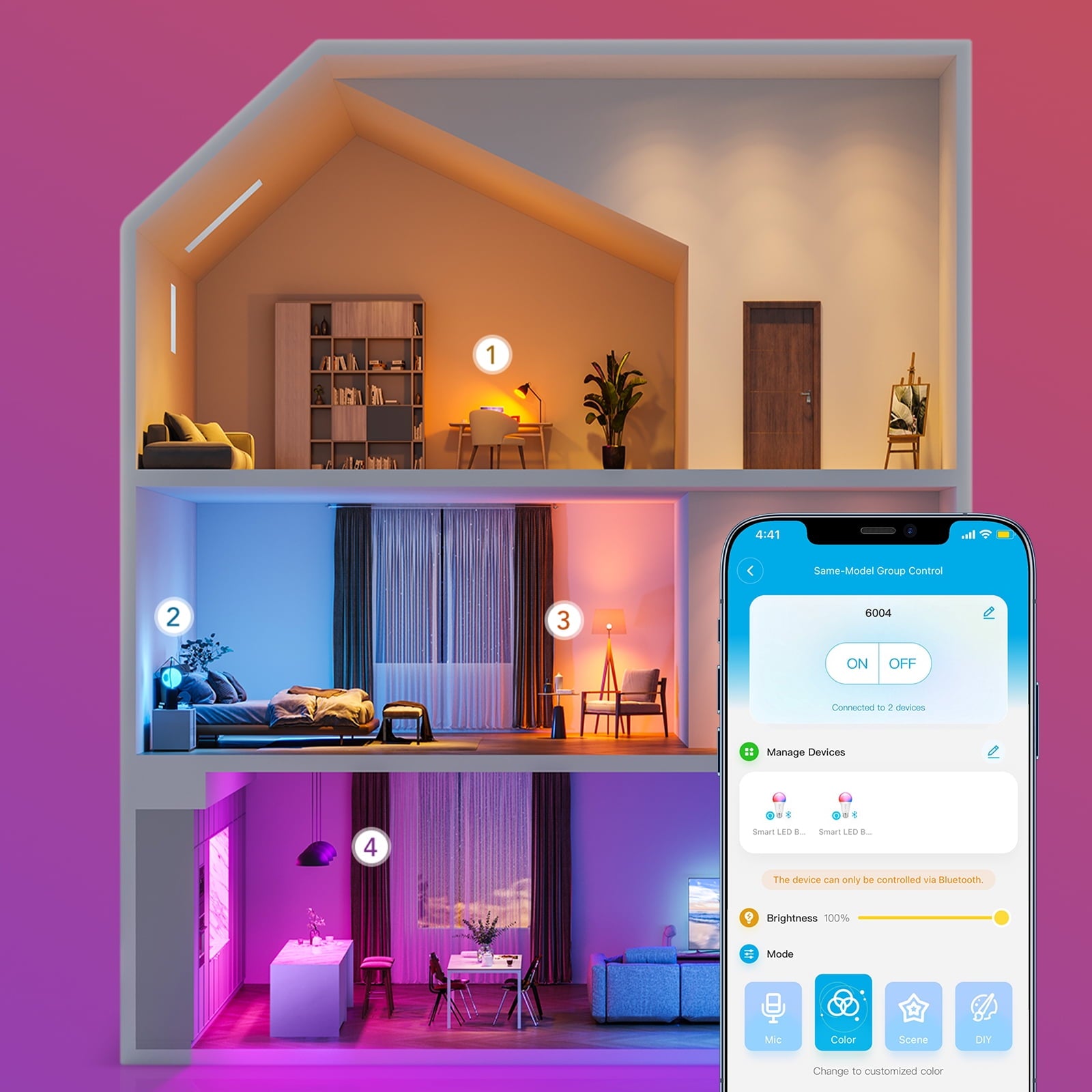 Govee Smart LED Bulbs A19 800LM, 9W RGBWW Color-Changing Light Bulbs, E26 Base, 2-Pack, WiFi + Bluetooth