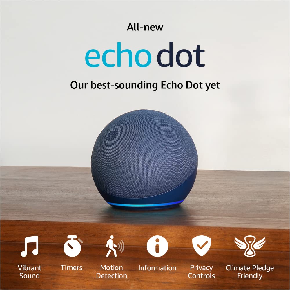 Like-New Amazon Echo Dot, Vibrant sounding Alexa speaker, Great for bedrooms, dining rooms and offices, Charcoal