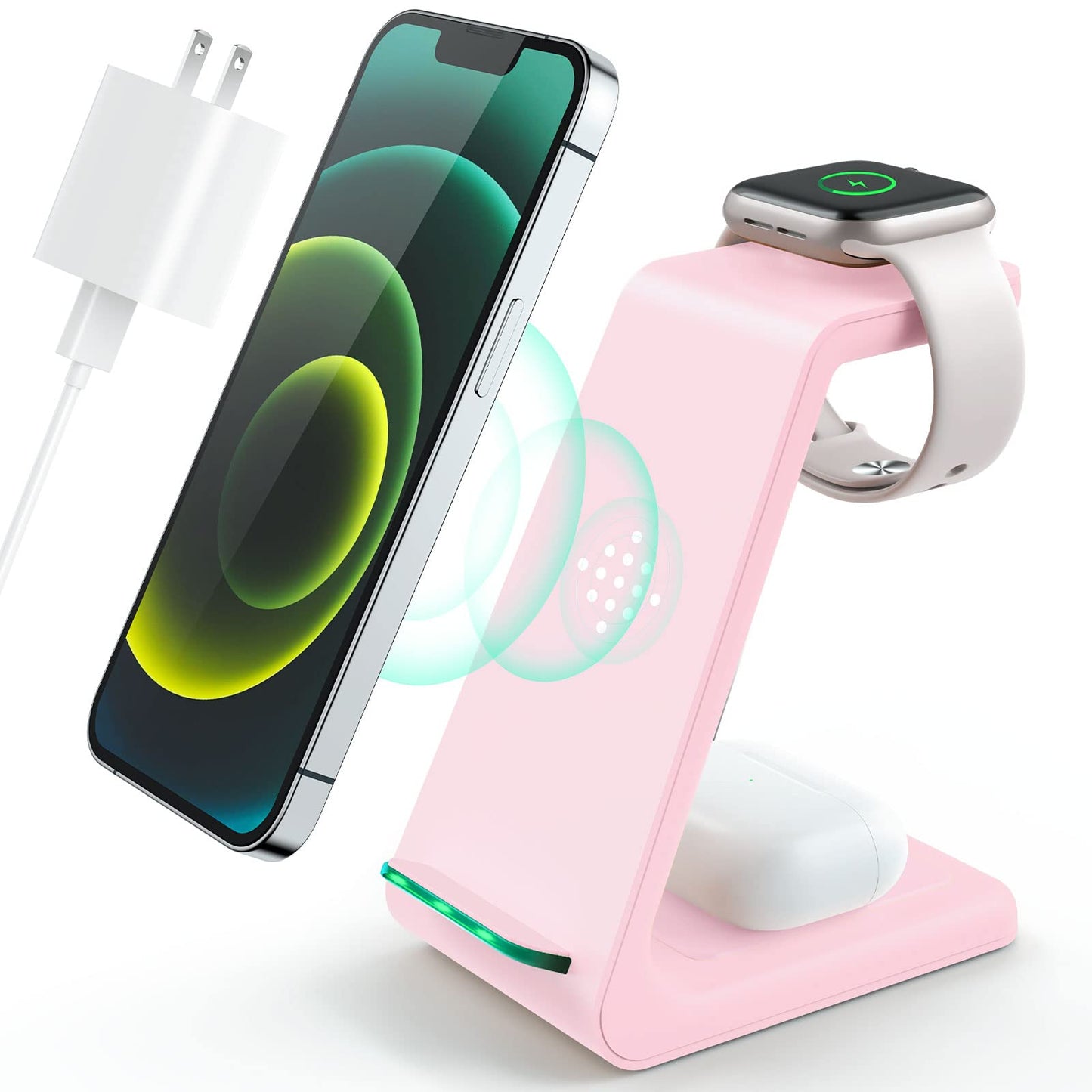 3 in 1 Wireless Charging Station, 2025 Upgraded Fast Desk Charger Station for iPhone 16 15 14 13 12 Pro Max Plus, Charger Stand for Apple Watch 10 9 8 7 6 5 4 3 2 SE, Airpods 4 3 2 Pro