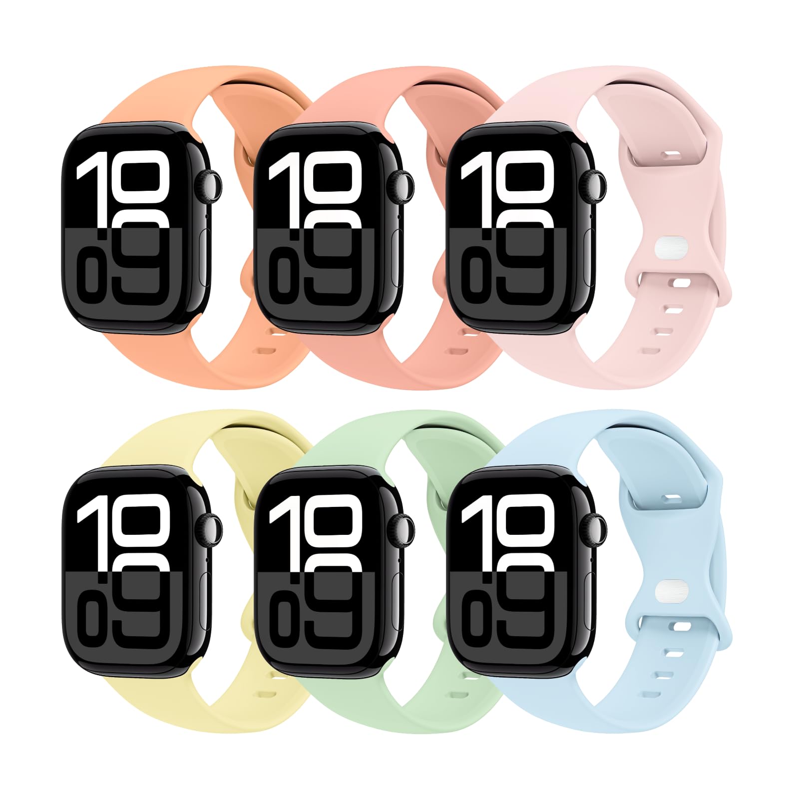 THWALK 6 Pack Sport Bands Compatible with Apple Watch Band Ultra 3/2/1 49mm, Series 11/10 46/42mm, 9/8/7 45/41mm, SE/6/5/4 44/40mm, 3/2/1 42/38mm for Women Men