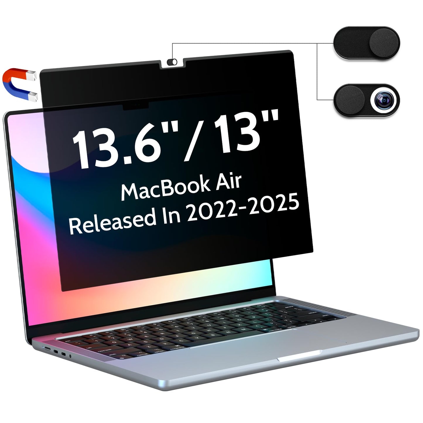 Magnetic Privacy Screen for Macbook Pro 13 Inch (2016-2022, M1, M2) / Macbook Air 13 in (2018-2021, M1), Removable Anti Blue Light Glare Filter for Mac 13In Laptop