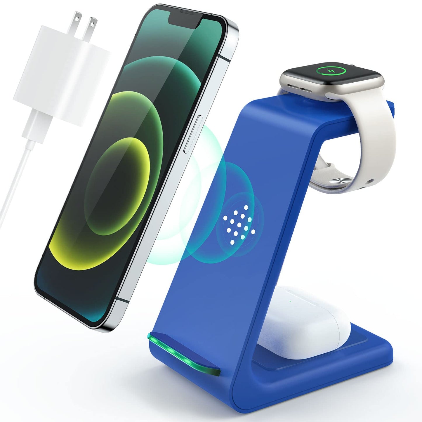 3 in 1 Wireless Charging Station, 2025 Upgraded Fast Desk Charger Station for iPhone 16 15 14 13 12 Pro Max Plus, Charger Stand for Apple Watch 10 9 8 7 6 5 4 3 2 SE, Airpods 4 3 2 Pro