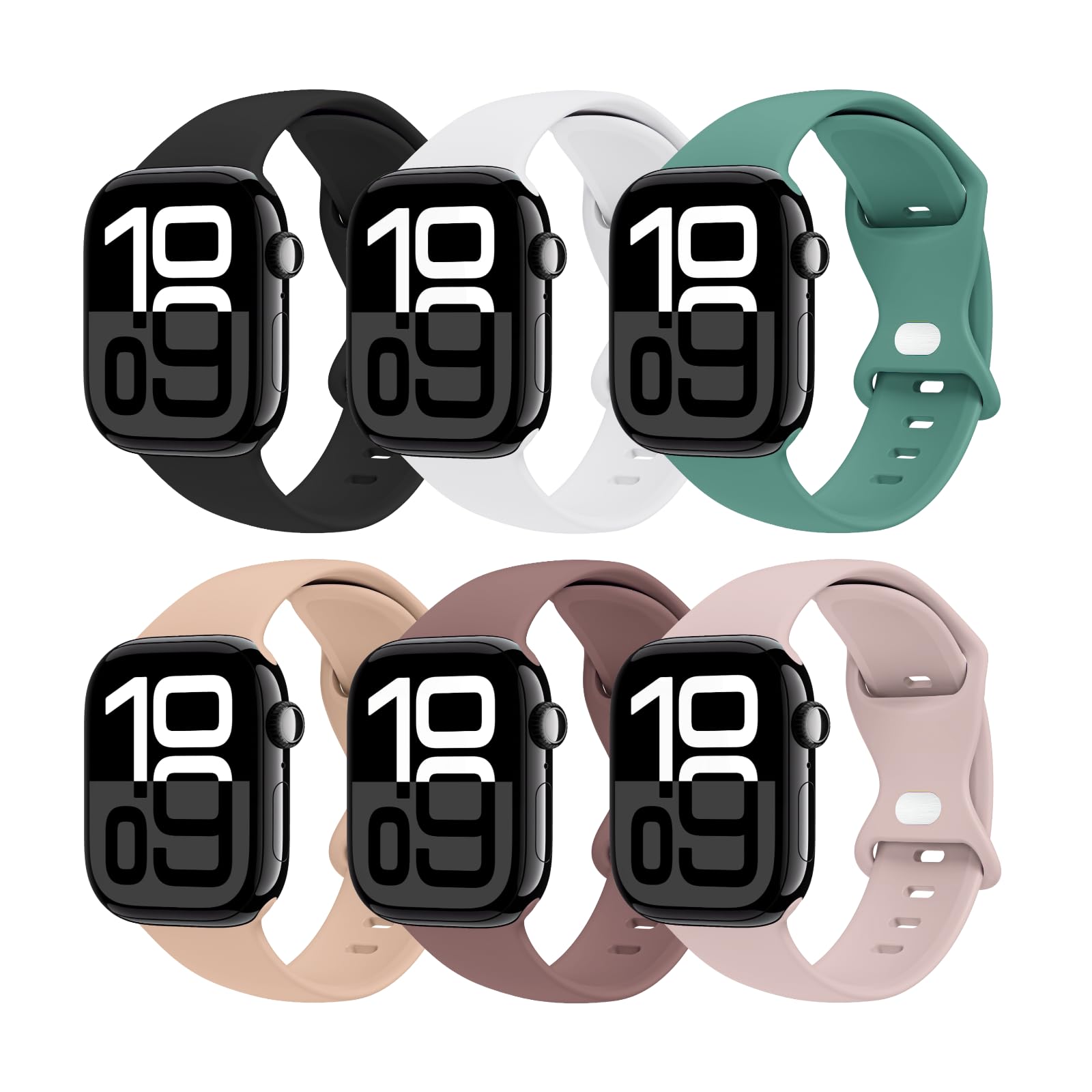 THWALK 6 Pack Sport Bands Compatible with Apple Watch Band Ultra 3/2/1 49mm, Series 11/10 46/42mm, 9/8/7 45/41mm, SE/6/5/4 44/40mm, 3/2/1 42/38mm for Women Men