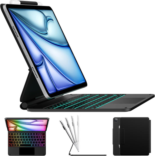 typecase Edge Keyboard Case for iPad Air 11-inch (M3 2025 / M2 2024) & iPad Pro 11 inch (4th/3rd/2nd/1st Gen), Magic Keyboard for Air 5th/4th Gen, Click-Anywhere Trackpad, 11 Colors Backlight, Black