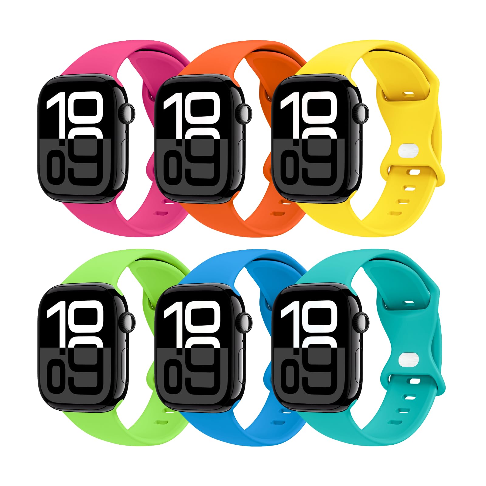 THWALK 6 Pack Sport Bands Compatible with Apple Watch Band Ultra 3/2/1 49mm, Series 11/10 46/42mm, 9/8/7 45/41mm, SE/6/5/4 44/40mm, 3/2/1 42/38mm for Women Men