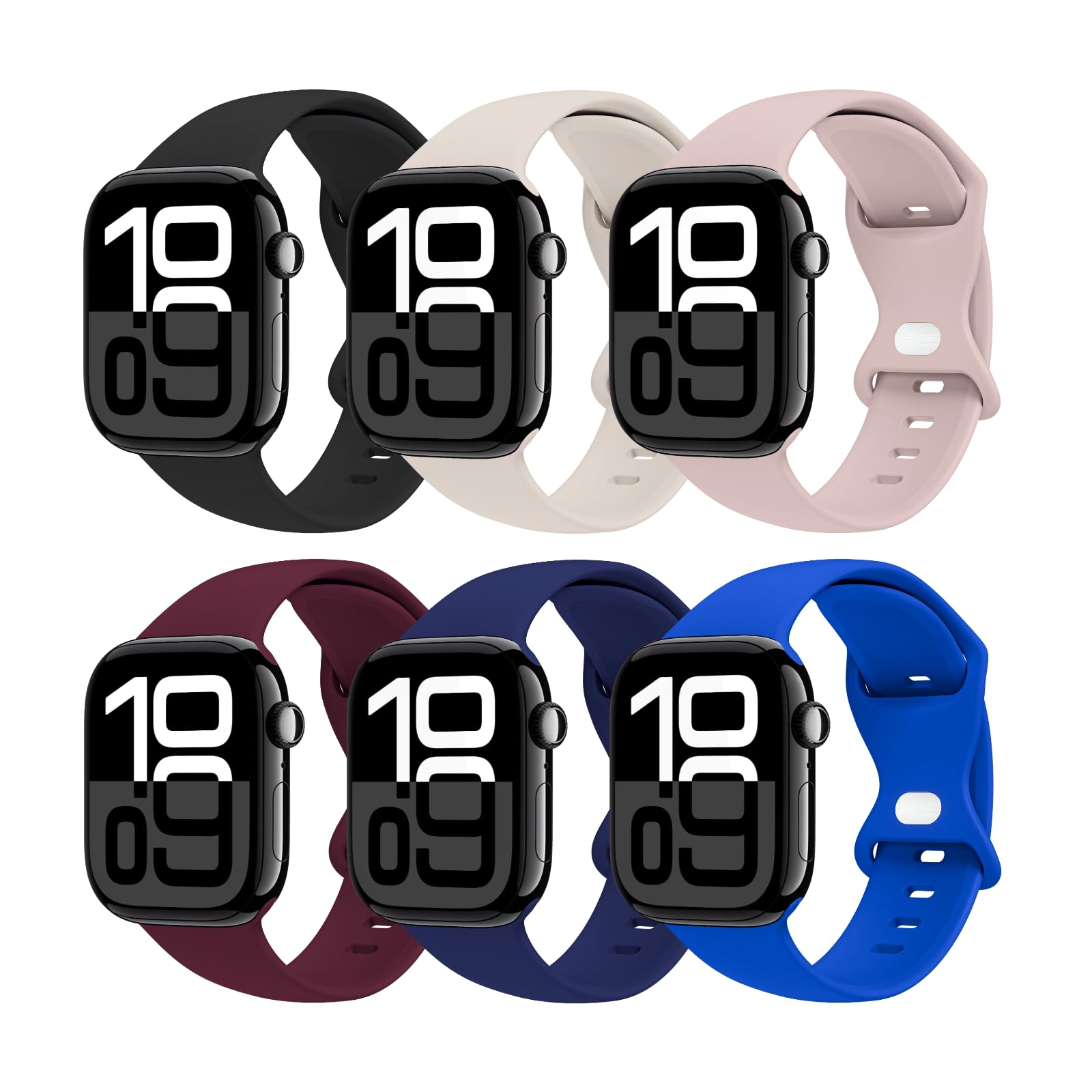 THWALK 6 Pack Sport Bands Compatible with Apple Watch Band Ultra 3/2/1 49mm, Series 11/10 46/42mm, 9/8/7 45/41mm, SE/6/5/4 44/40mm, 3/2/1 42/38mm for Women Men
