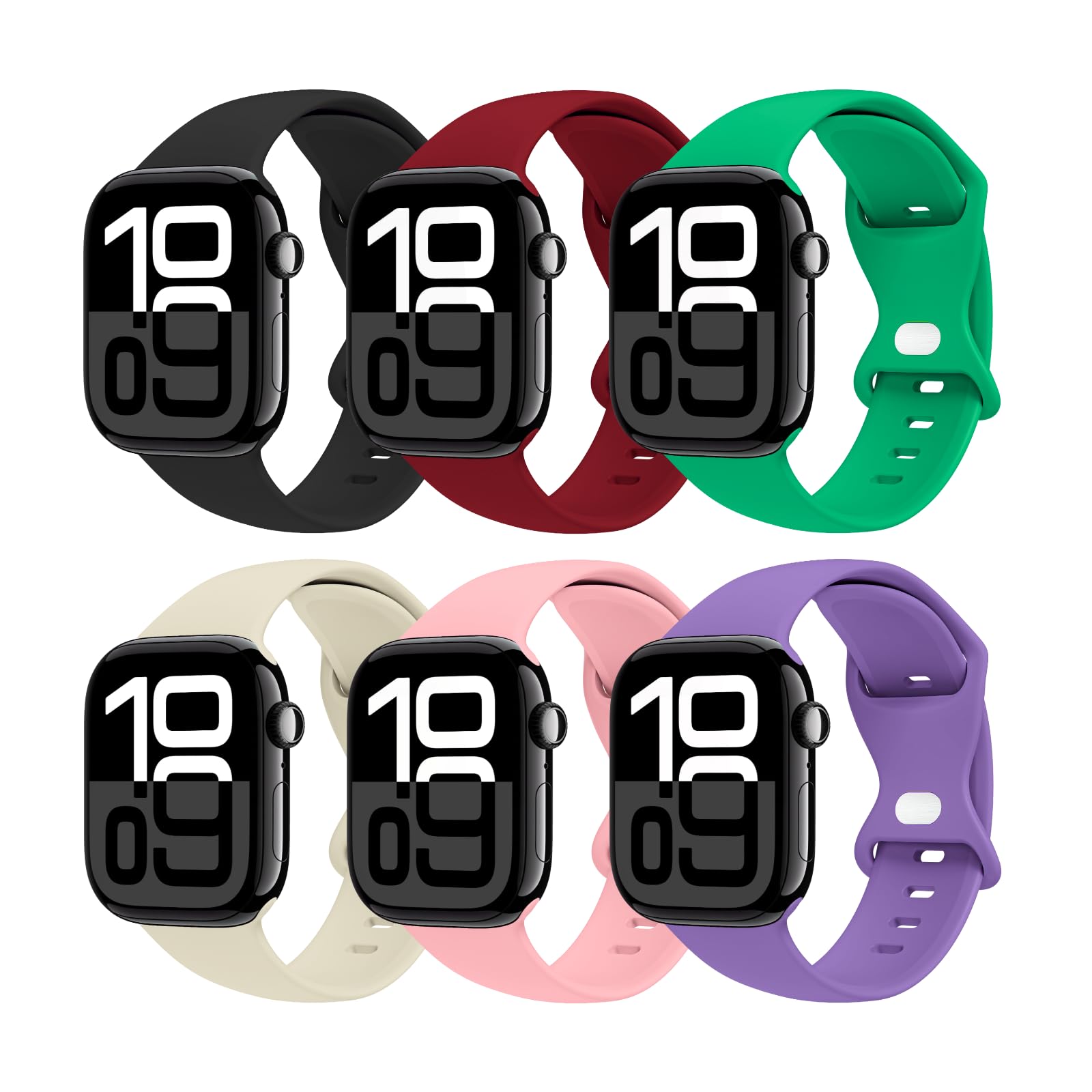 THWALK 6 Pack Sport Bands Compatible with Apple Watch Band Ultra 3/2/1 49mm, Series 11/10 46/42mm, 9/8/7 45/41mm, SE/6/5/4 44/40mm, 3/2/1 42/38mm for Women Men