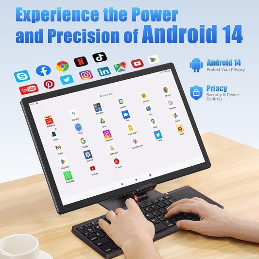 MESWAO Android 14 inch Tablet, Large Tablet with 1920x1200 IPS FHD Big Screen Display, 8Core CPU, RAM 6GB, ROM 128GB, Max 1TB TF Card Supports, 12000mAh All-Day Big Battery Life, Wi-Fi 6, 2025, Gary