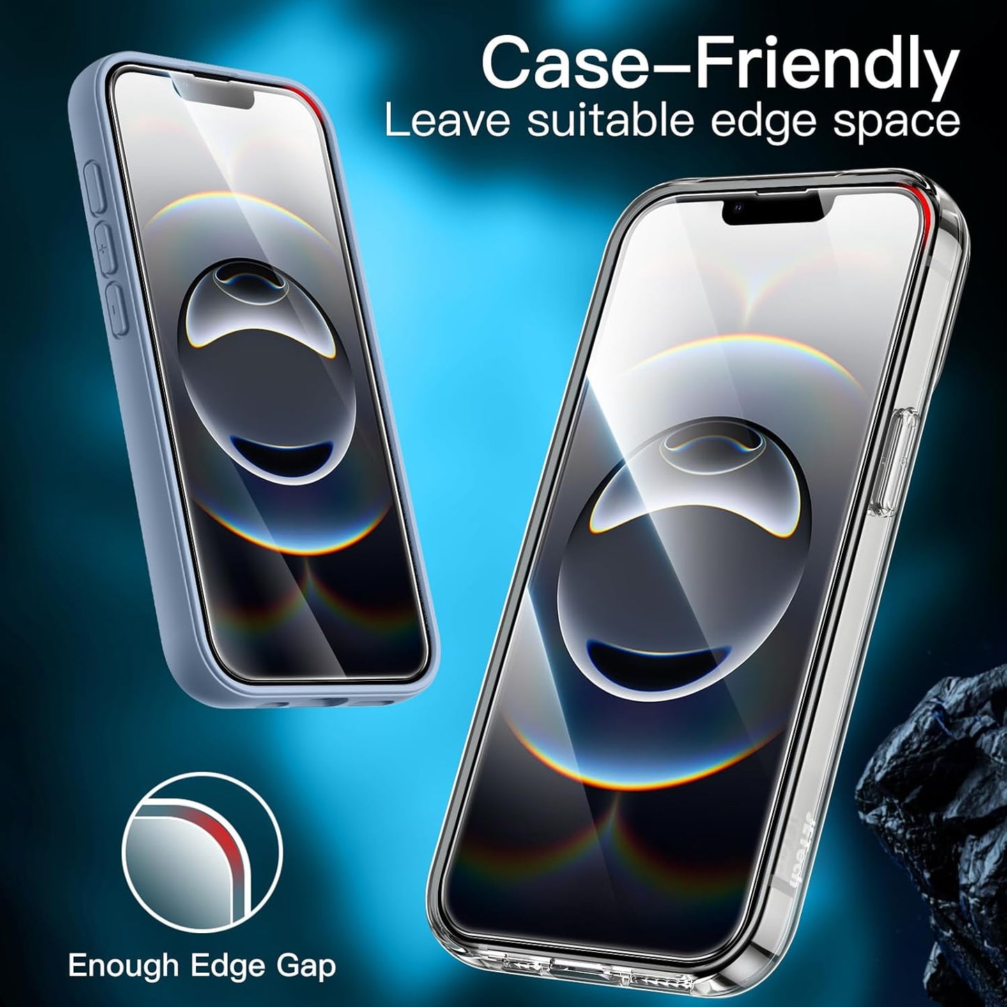 JETech Full Coverage Screen Protector for iPhone 16e 6.1-Inch 2025, 9H Tempered Glass Film, Case-Friendly, HD Clear, 3-Pack