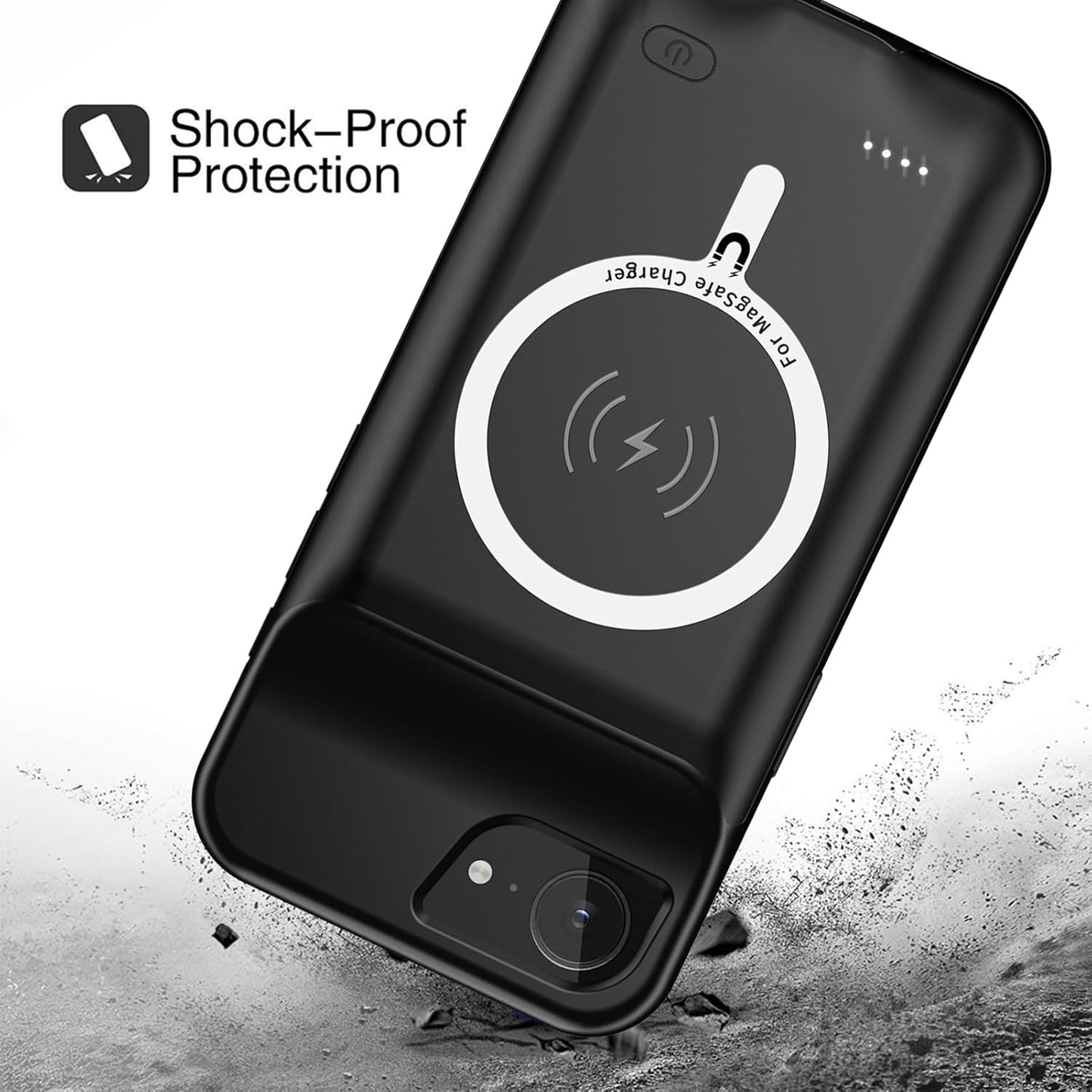 Battery Case for iPhone 16e, Upgraded 10000mAh Pack Rechargeable Charger Case with Wireless Charging Compatible for iPhone 16e (6.1 inch) External Battery Charging Cover(Black)