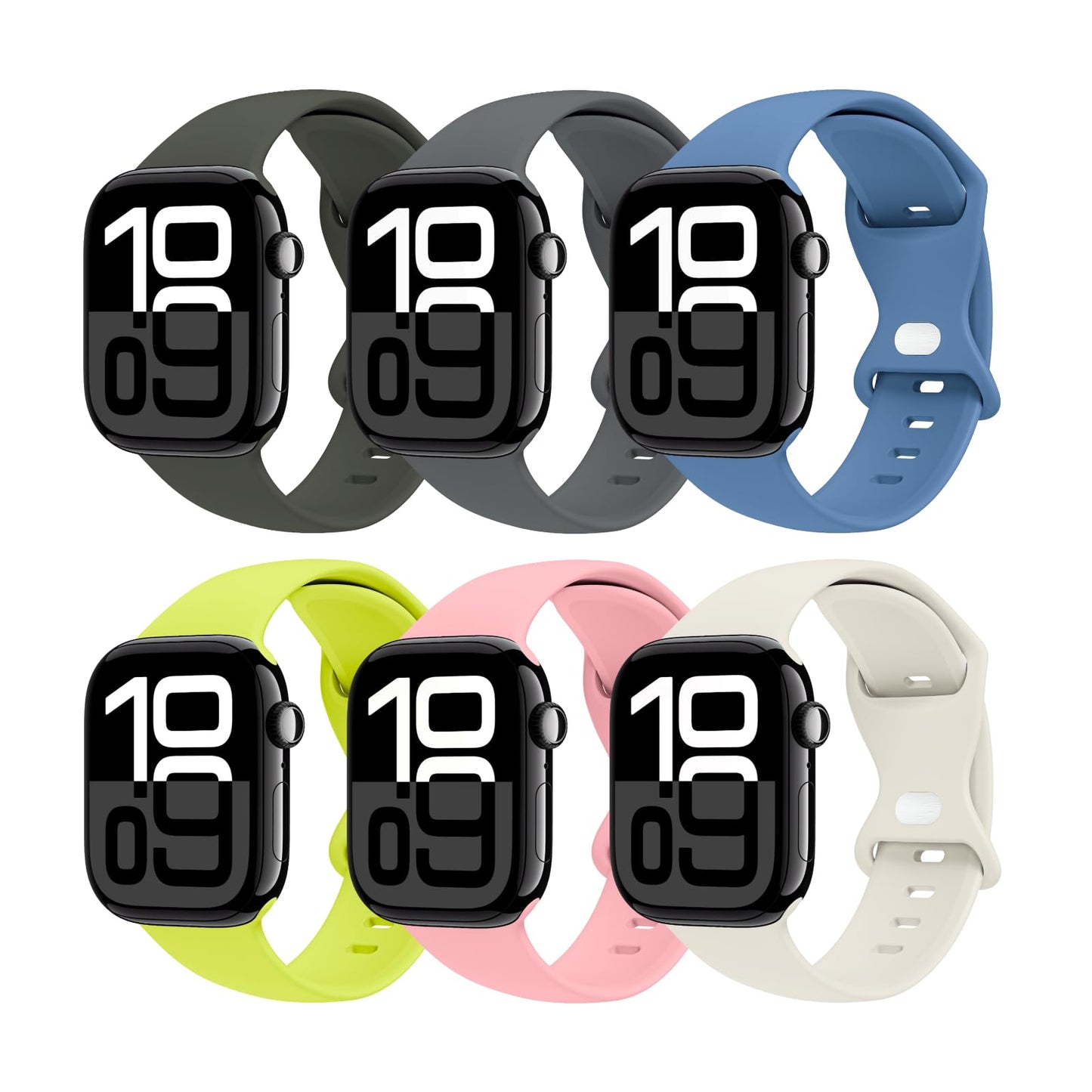 THWALK 6 Pack Sport Bands Compatible with Apple Watch Band Ultra 3/2/1 49mm, Series 11/10 46/42mm, 9/8/7 45/41mm, SE/6/5/4 44/40mm, 3/2/1 42/38mm for Women Men