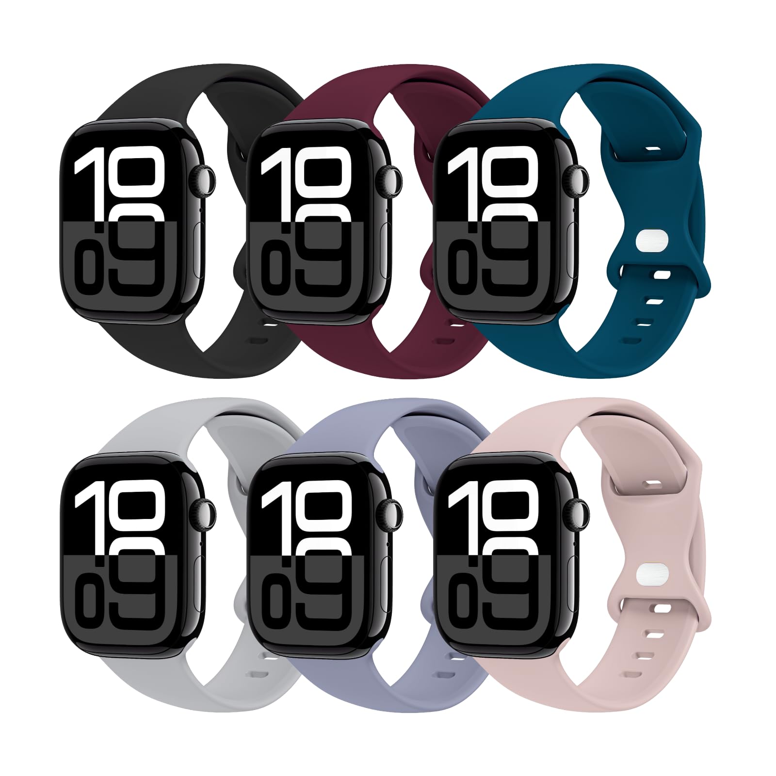 THWALK 6 Pack Sport Bands Compatible with Apple Watch Band Ultra 3/2/1 49mm, Series 11/10 46/42mm, 9/8/7 45/41mm, SE/6/5/4 44/40mm, 3/2/1 42/38mm for Women Men