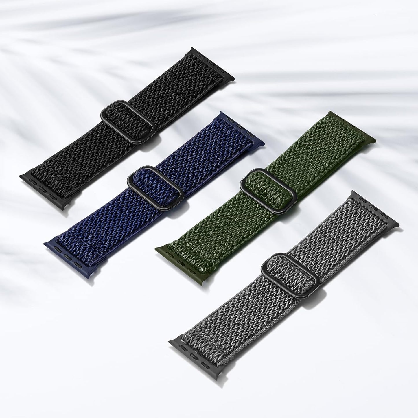 4 Pack Stretchy Nylon Band Compatible with Apple Watch Bands for Men Women 44mm 40mm 41mm 42mm 45mm 46mm 49mm 38mm, Braided Solo Loop Elastic Strap for iWatch Ultra 3 2 Series 11 10 9 8 7 6 5 4 SE 3
