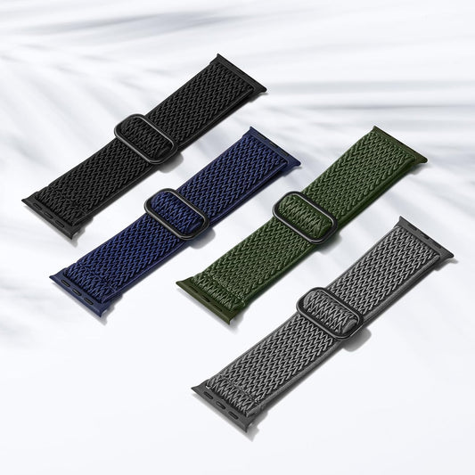 4 Pack Stretchy Nylon Band Compatible with Apple Watch Bands for Men Women 44mm 40mm 41mm 42mm 45mm 46mm 49mm 38mm, Braided Solo Loop Elastic Strap for iWatch Ultra 3 2 Series 11 10 9 8 7 6 5 4 SE 3