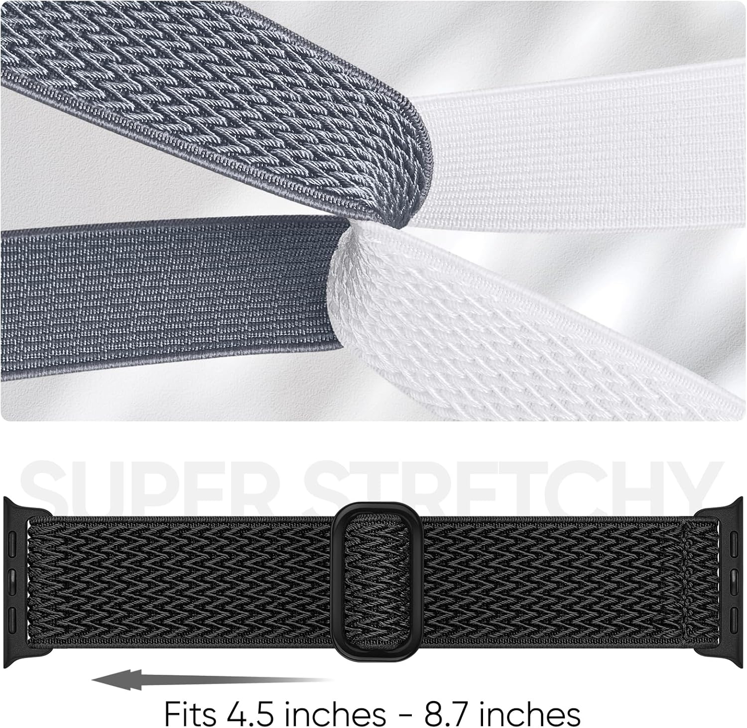 4 Pack Stretchy Nylon Band Compatible with Apple Watch Bands for Men Women 44mm 40mm 41mm 42mm 45mm 46mm 49mm 38mm, Braided Solo Loop Elastic Strap for iWatch Ultra 3 2 Series 11 10 9 8 7 6 5 4 SE 3