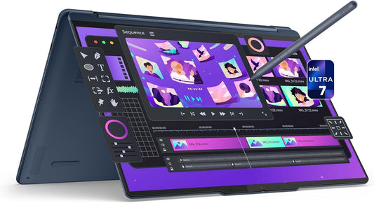 Lenovo Yoga 9i 2-in-1 Copilot+ Laptop, Intel Ultra 7-258V, 32 GB LPDDR5x RAM, 1 TB PCIe SSD, 14" 3K (2880x1800) Oled Touchscreen Display, Intel Arc Graphics, Backlit Keyboard, W11 Home, Cosmic Blue