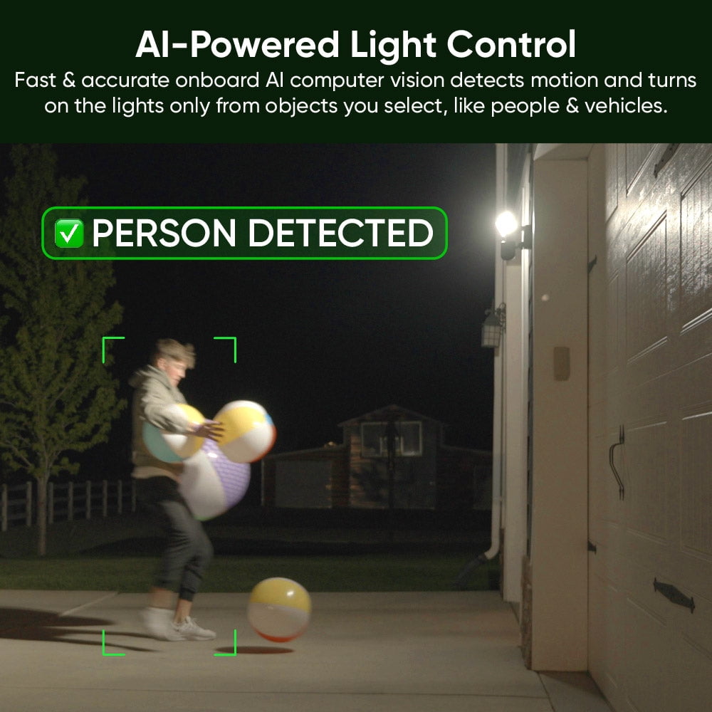 Wyze - Floodlight Camera Pro, 3000 Lumen LEDs, 180° Wide View, 2k HD Outdoor Wi-Fi Floodlight Home Security Camera - Black
