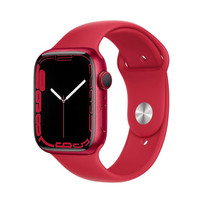 Pre-Owned Apple Watch Series 7 Aluminum 45mm A2474 (GPS Only, No Cellular) Red w/ Wireless Earbuds