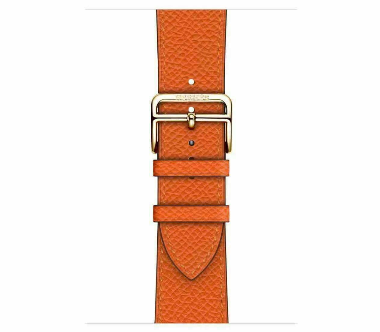 24K Gold Plated iWatch SERIES 8 HERMES 45mm Attelage Gold Buckle Orange Ban