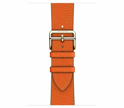 24K Gold Plated iWatch SERIES 8 HERMES 45mm Attelage Gold Buckle Orange Ban