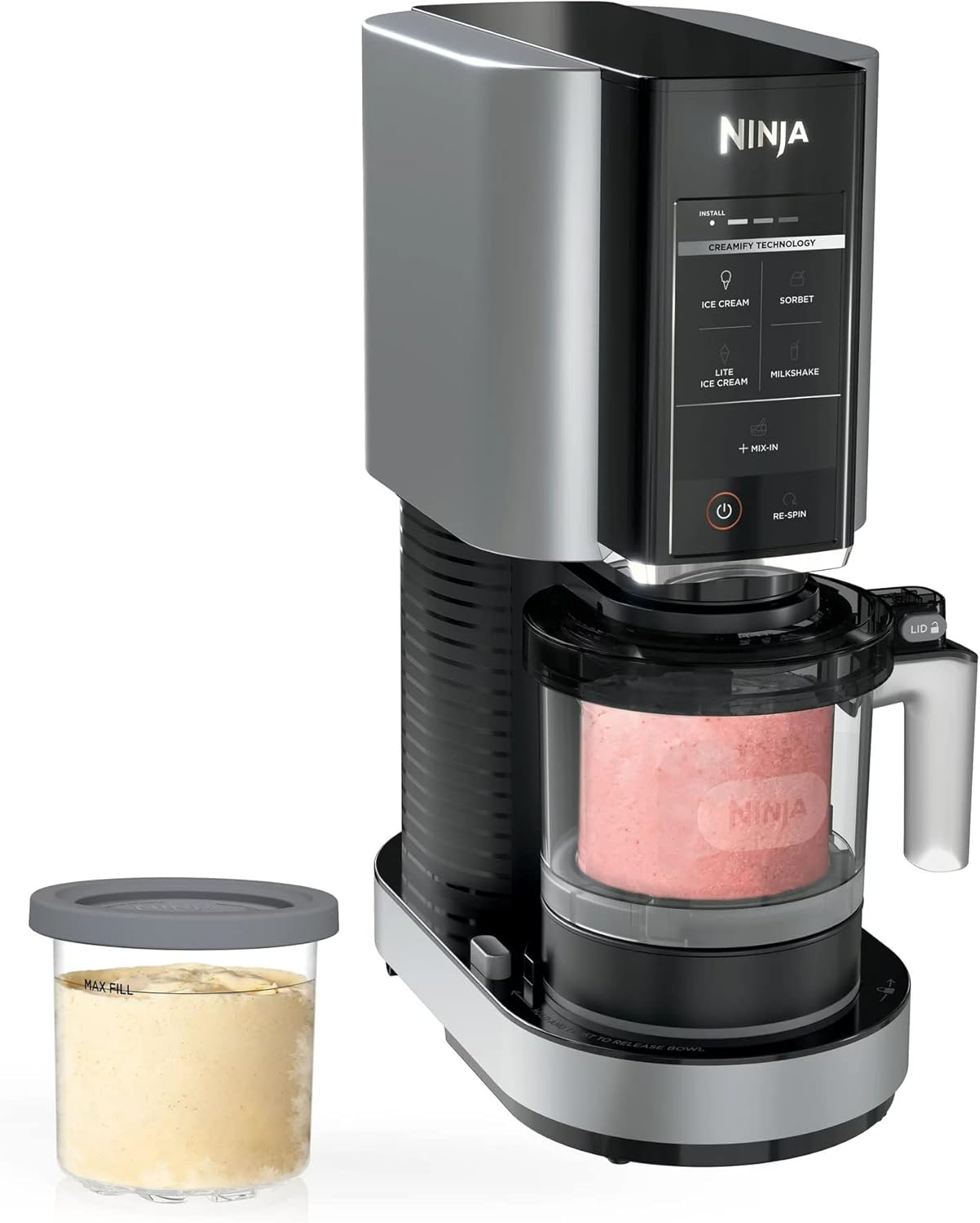 Ninja NC300 CREAMi Ice Cream Maker with (2) Pint Containers & Lids, Silver (Renewed)