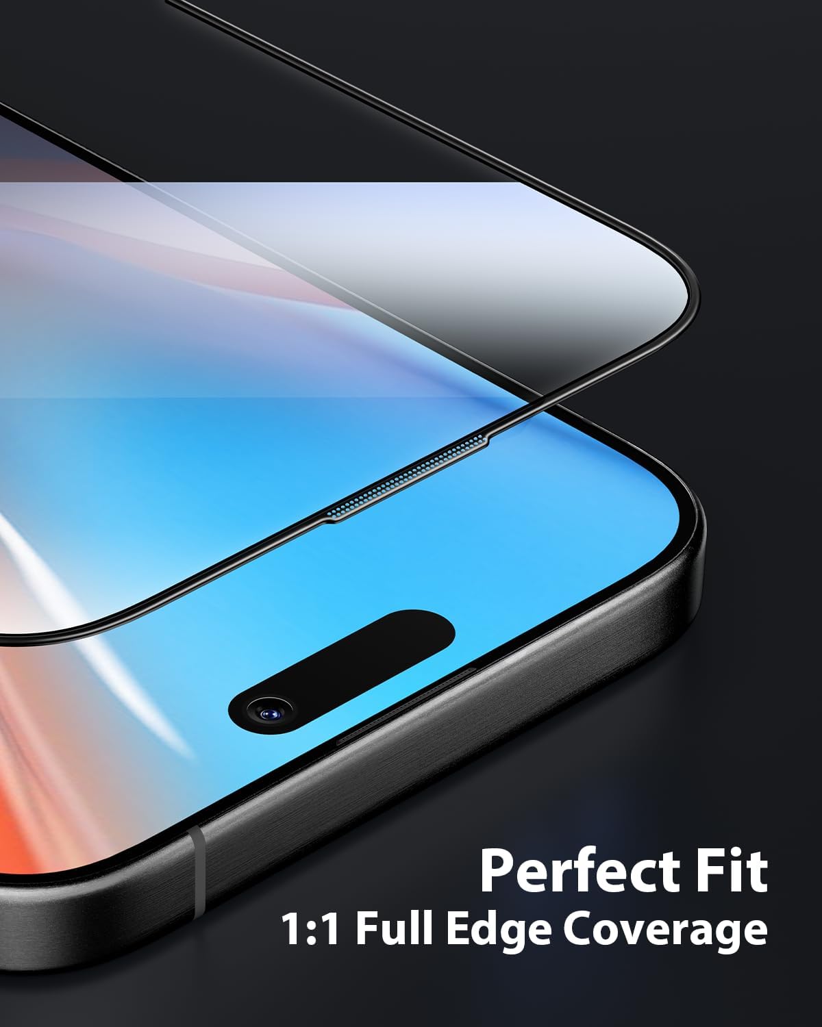 Mkeke for iPhone 16 / iPhone 15 Screen Protector 3 Pack [9H+ Tempered Glass] [15FT Military-Grade Drop Protection] Shockproof Full Edge Coverage