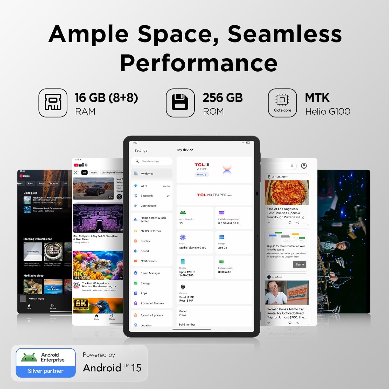 TCL NXTPAPER 11 Plus Android Tablet, 11.5" 120Hz 2.2K Drawing Pad & Digital Notebook, Stylus Included, NXTPAPER 4.0 Display, AI Tools, 8+8GB RAM, 256GB Storage, 8000mAh Battery, Onyx Black