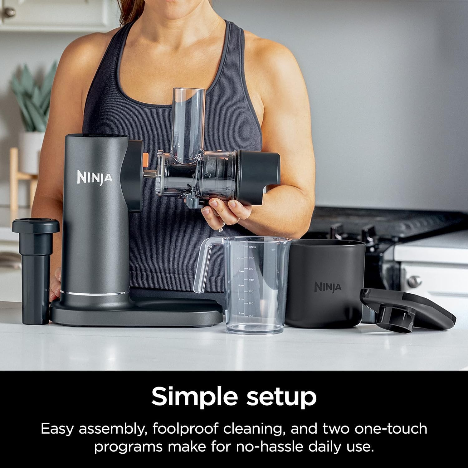 Ninja JC151 NeverClog BPA-Free Cold Press Juicer with Total Pulp Control and 2 One-Touch Programs (Machine Gray, Renewed)