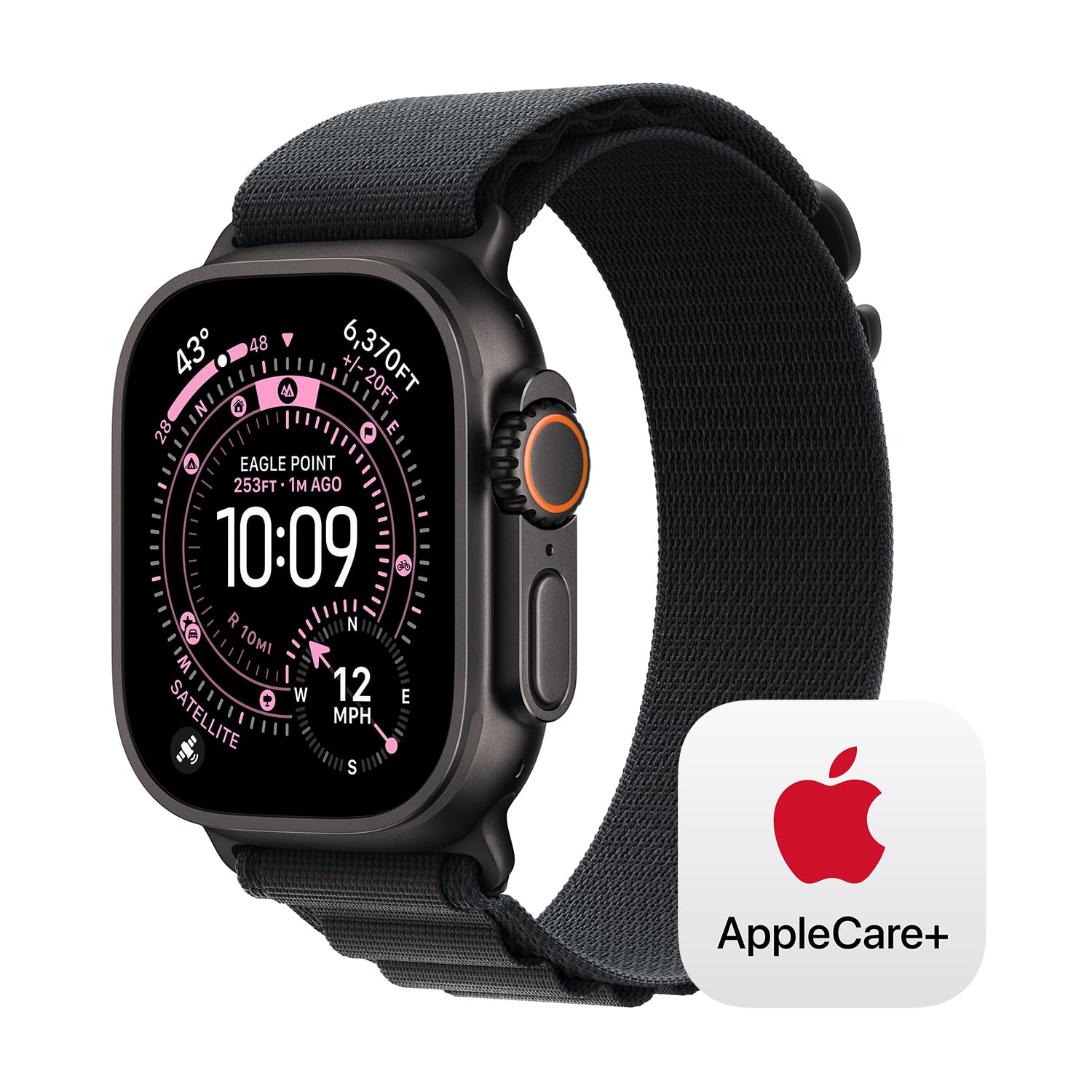 Apple Watch Ultra 3 [GPS + Cellular 49mm] Running & Multisport Smartwatch w/Rugged Titanium Case w/Black/Charcoal Trail Loop - M/L. Satellite Communications, Advanced Health & Fitness Tracking