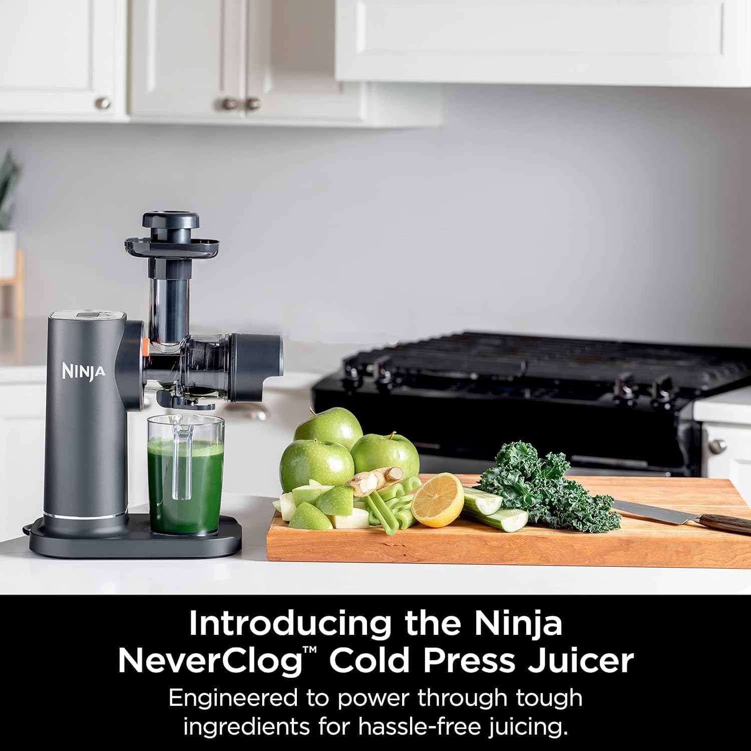 Ninja JC151 NeverClog BPA-Free Cold Press Juicer with Total Pulp Control and 2 One-Touch Programs (Machine Gray, Renewed)