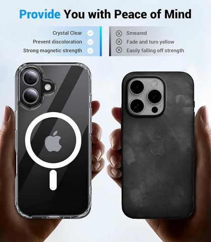 Magnetic for iPhone 17 Case, [Anti-Slip] [Military-Grade Drop Protection] [Camera Protection] Skin-Friendly Slim Translucent Shockproof Protective for iPhone 17 Phone Case, Crystal Clear