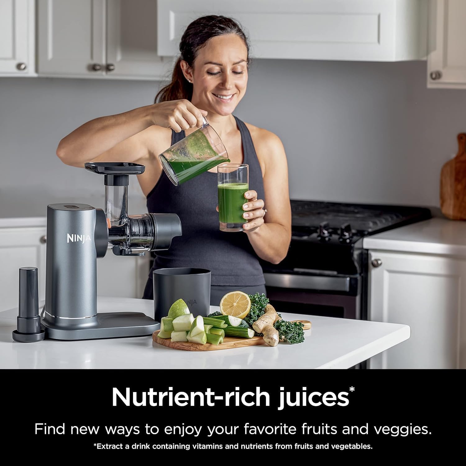 Ninja JC151 NeverClog BPA-Free Cold Press Juicer with Total Pulp Control and 2 One-Touch Programs (Machine Gray, Renewed)