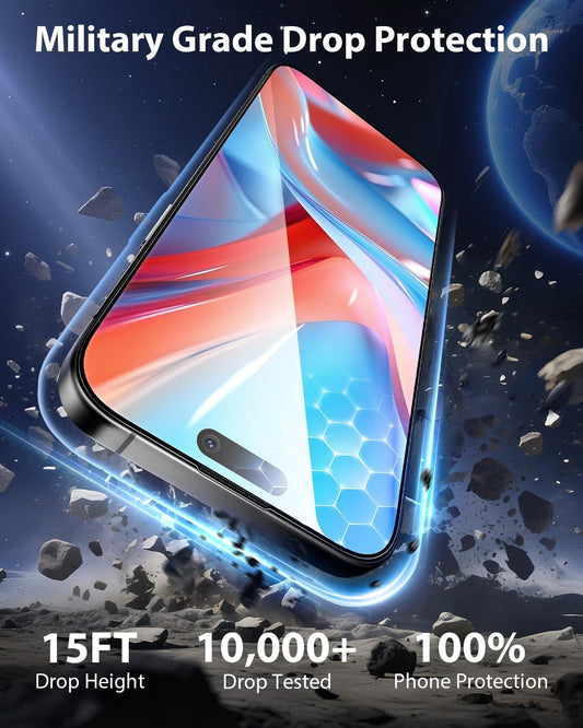 Mkeke for iPhone 16 / iPhone 15 Screen Protector 3 Pack [9H+ Tempered Glass] [15FT Military-Grade Drop Protection] Shockproof Full Edge Coverage