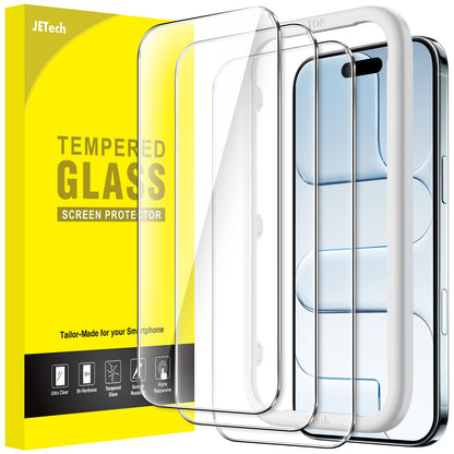 JETech Full Coverage Screen Protector for iPhone 16e 6.1-Inch 2025, 9H Tempered Glass Film, Case-Friendly, HD Clear, 3-Pack