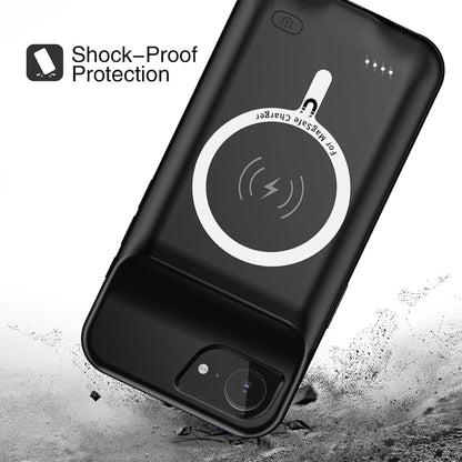Battery Case for iPhone 16e, Upgraded 10000mAh Pack Rechargeable Charger Case with Wireless Charging Compatible for iPhone 16e (6.1 inch) External Battery Charging Cover(Black)