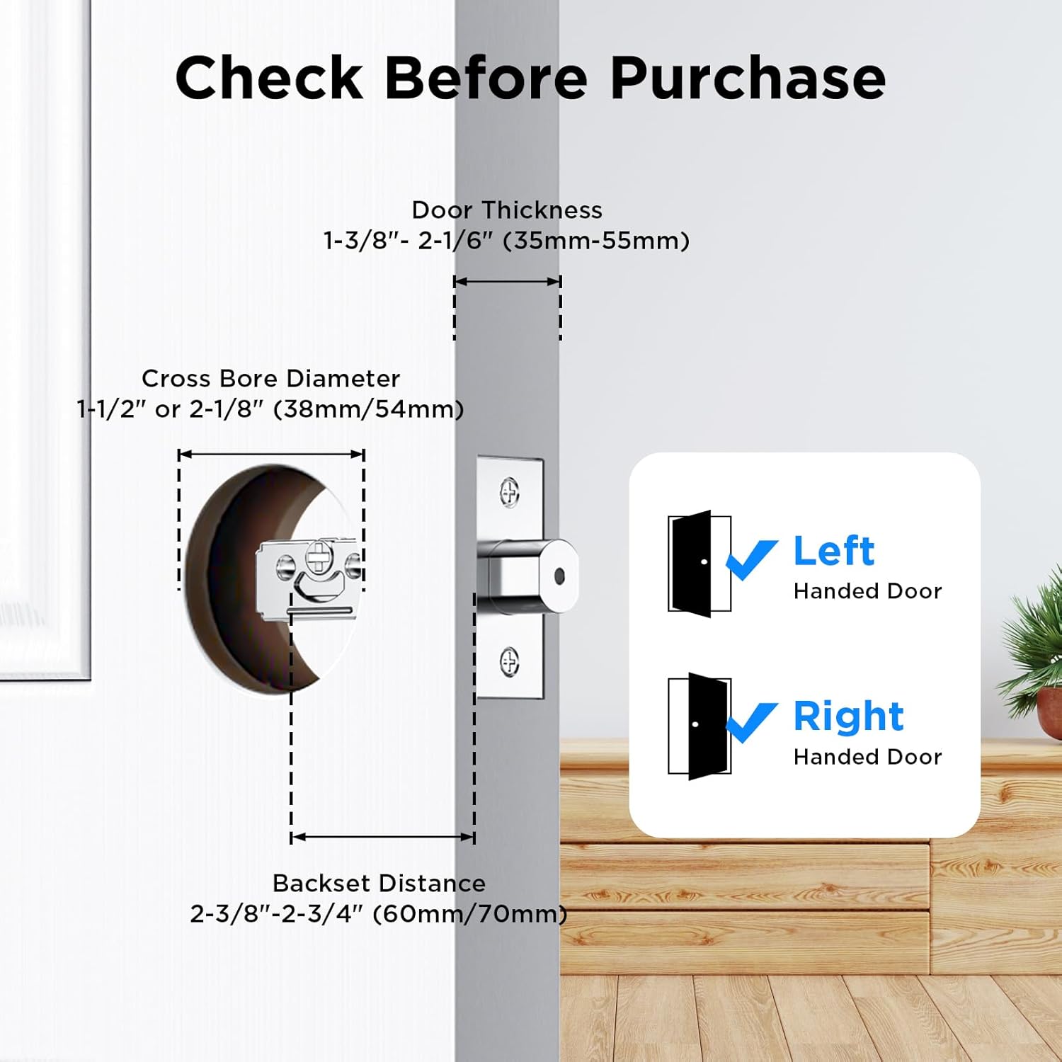 TCL D1 Pro Palm Vein Smart Lock, Keyless Entry Door Lock, Upgraded Rechargeable Battery, Front Door Smart deadboalt, App Remote Control, Auto-Lock, Waterproof, Works with Alexa