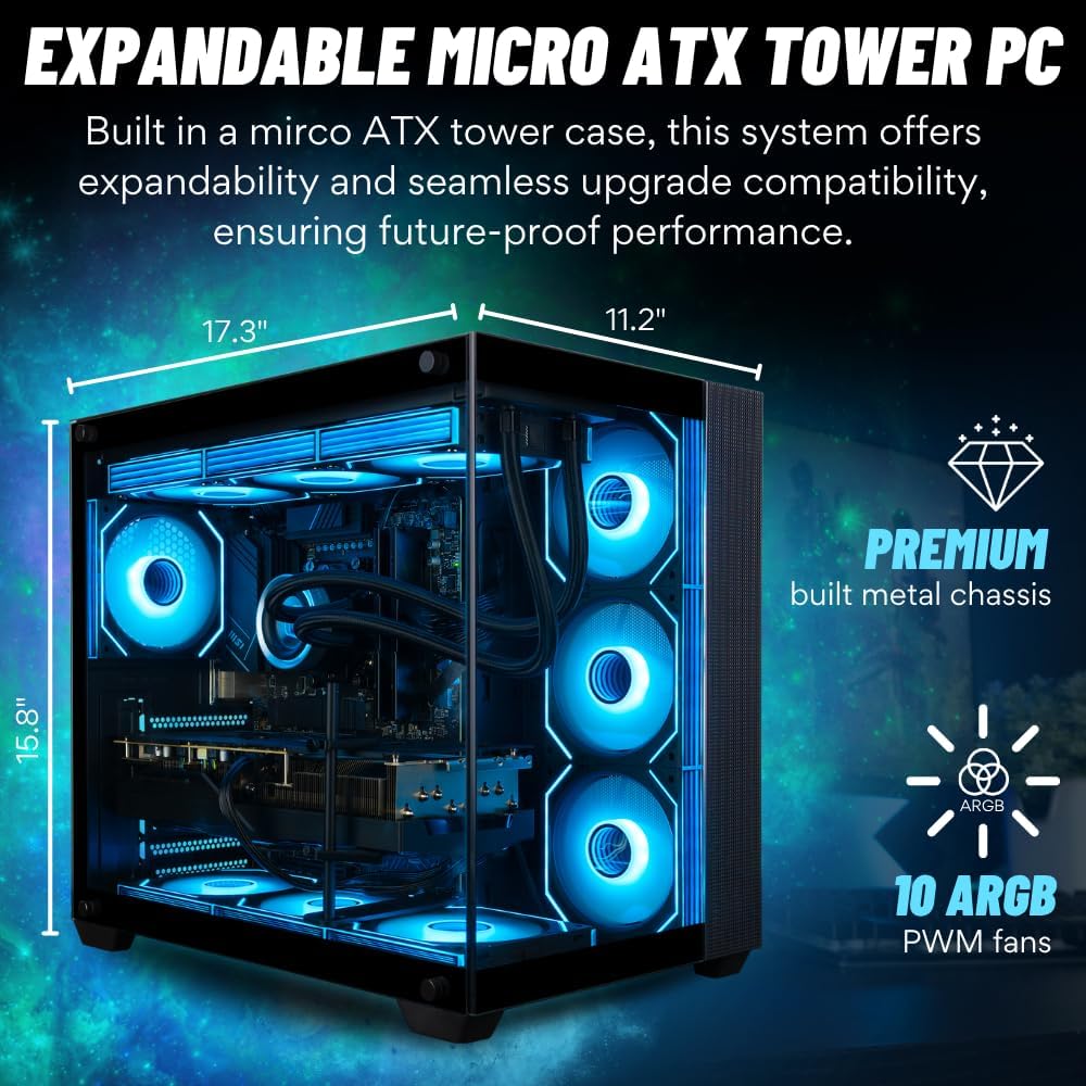 Panorama XL RTX 5090 Gaming Desktop - Intel Core Ultra 9 285K, 96GB DDR5 RAM, 4TB NVMe Gen4 SSD, WiFi 6E + BT 5.4, HDMI, RJ45, Windows 11 Pro - Best 2024 RGB Prebuilt Tower Computer for Gamers