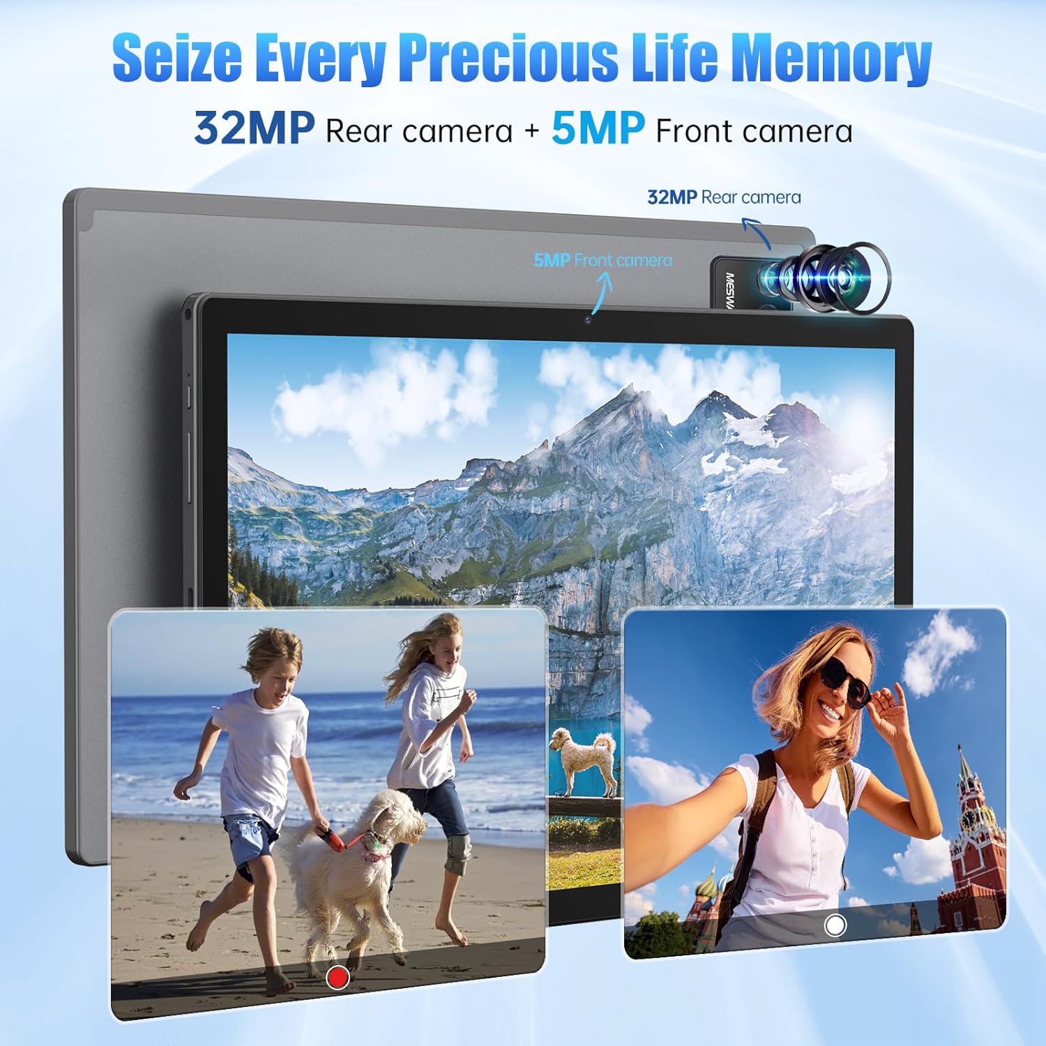 MESWAO Android 14 inch Tablet, Large Tablet with 1920x1200 IPS FHD Big Screen Display, 8Core CPU, RAM 6GB, ROM 128GB, Max 1TB TF Card Supports, 12000mAh All-Day Big Battery Life, Wi-Fi 6, 2025, Gary