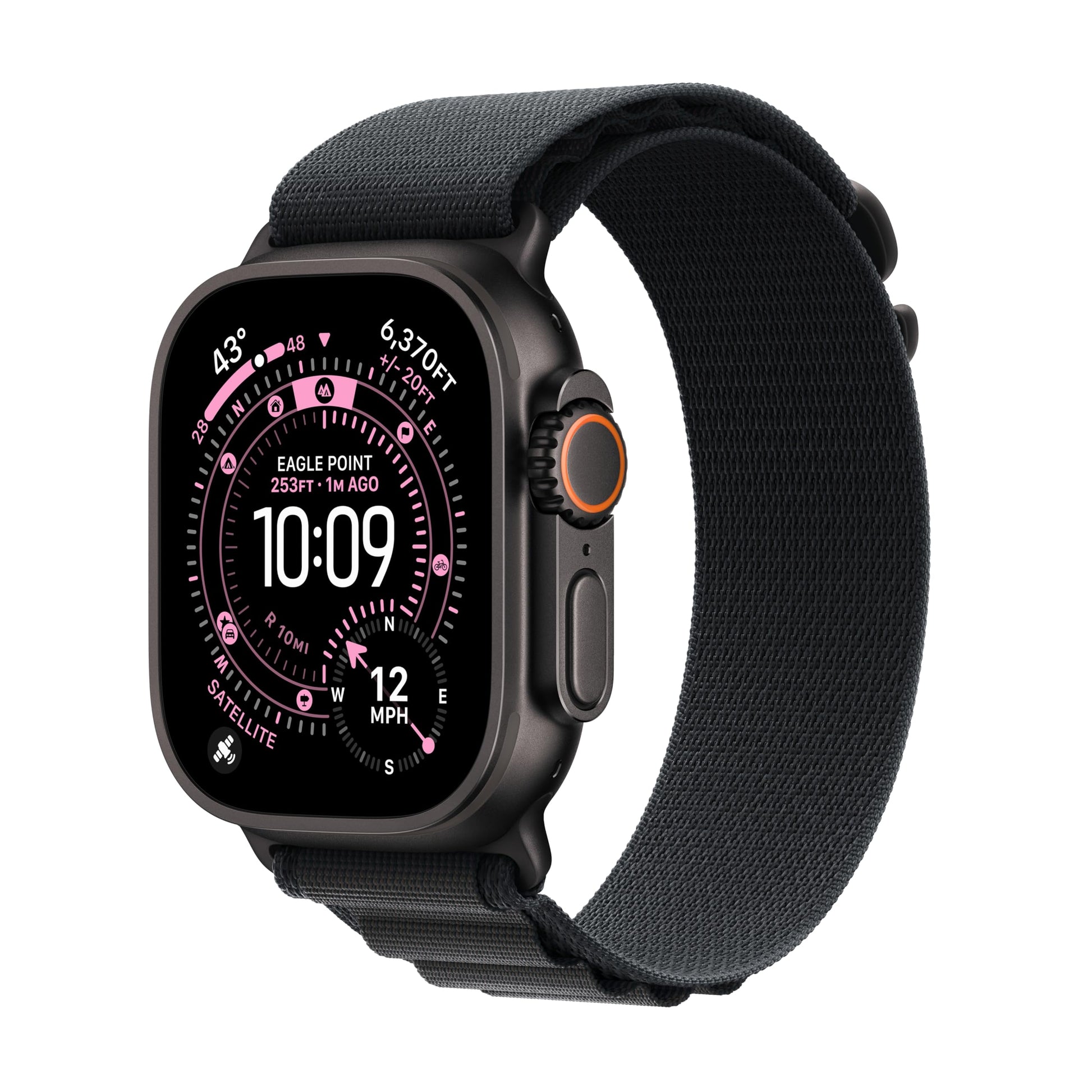 Apple Watch Ultra 3 [GPS + Cellular 49mm] Running & Multisport Smartwatch w/Rugged Titanium Case w/Black/Charcoal Trail Loop - M/L. Satellite Communications, Advanced Health & Fitness Tracking