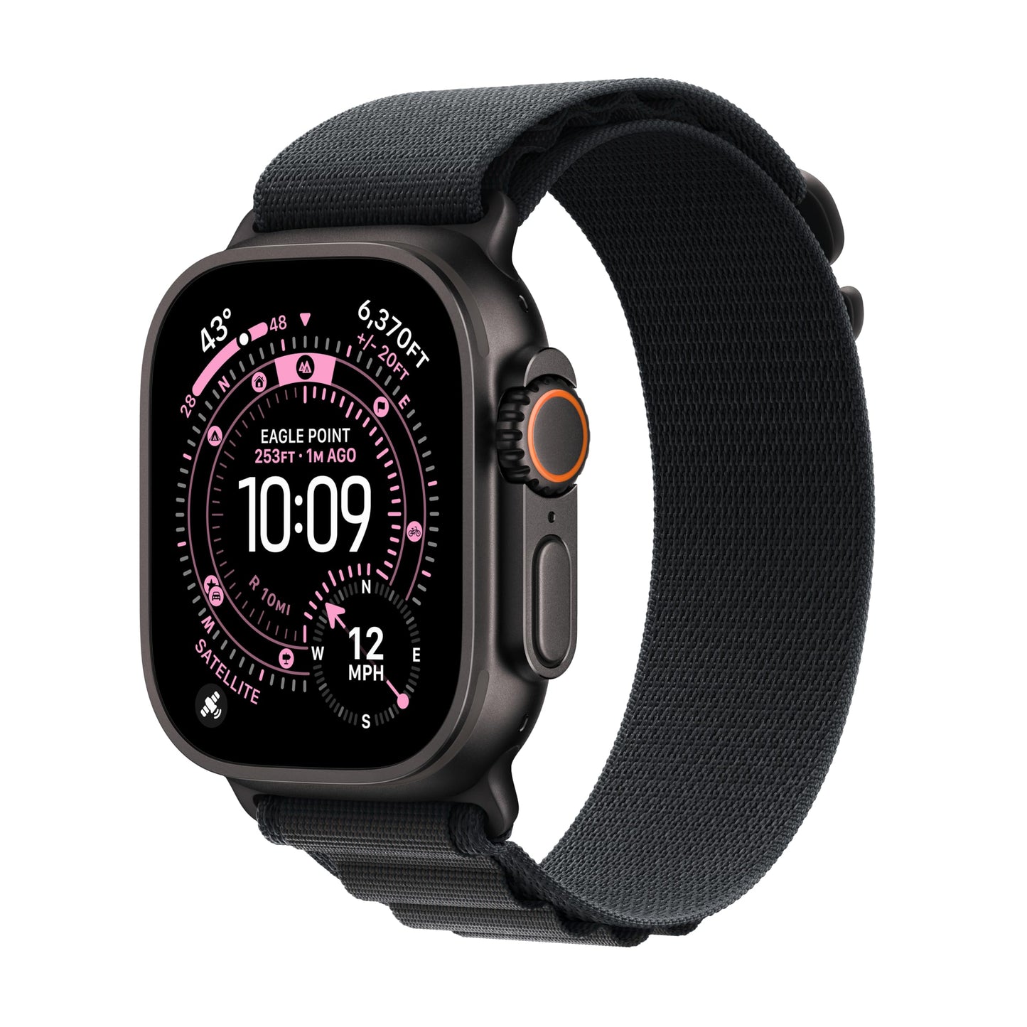 Apple Watch Ultra 3 [GPS + Cellular 49mm] Running & Multisport Smartwatch w/Rugged Titanium Case w/Black/Charcoal Trail Loop - M/L. Satellite Communications, Advanced Health & Fitness Tracking