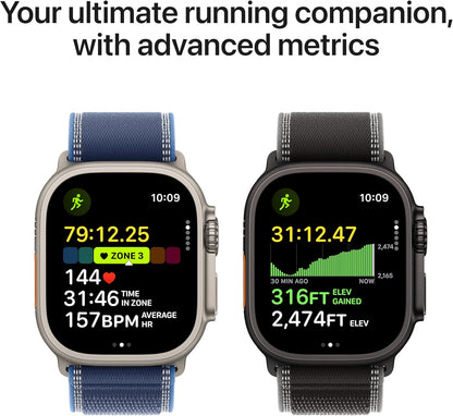 Apple Watch Ultra 3 [GPS + Cellular 49mm] Running & Multisport Smartwatch w/Rugged Titanium Case w/Black/Charcoal Trail Loop - M/L. Satellite Communications, Advanced Health & Fitness Tracking