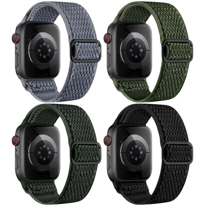 4 Pack Stretchy Nylon Band Compatible with Apple Watch Bands for Men Women 44mm 40mm 41mm 42mm 45mm 46mm 49mm 38mm, Braided Solo Loop Elastic Strap for iWatch Ultra 3 2 Series 11 10 9 8 7 6 5 4 SE 3