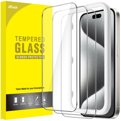 JETech Full Coverage Screen Protector for iPhone 16e 6.1-Inch 2025, 9H Tempered Glass Film, Case-Friendly, HD Clear, 3-Pack