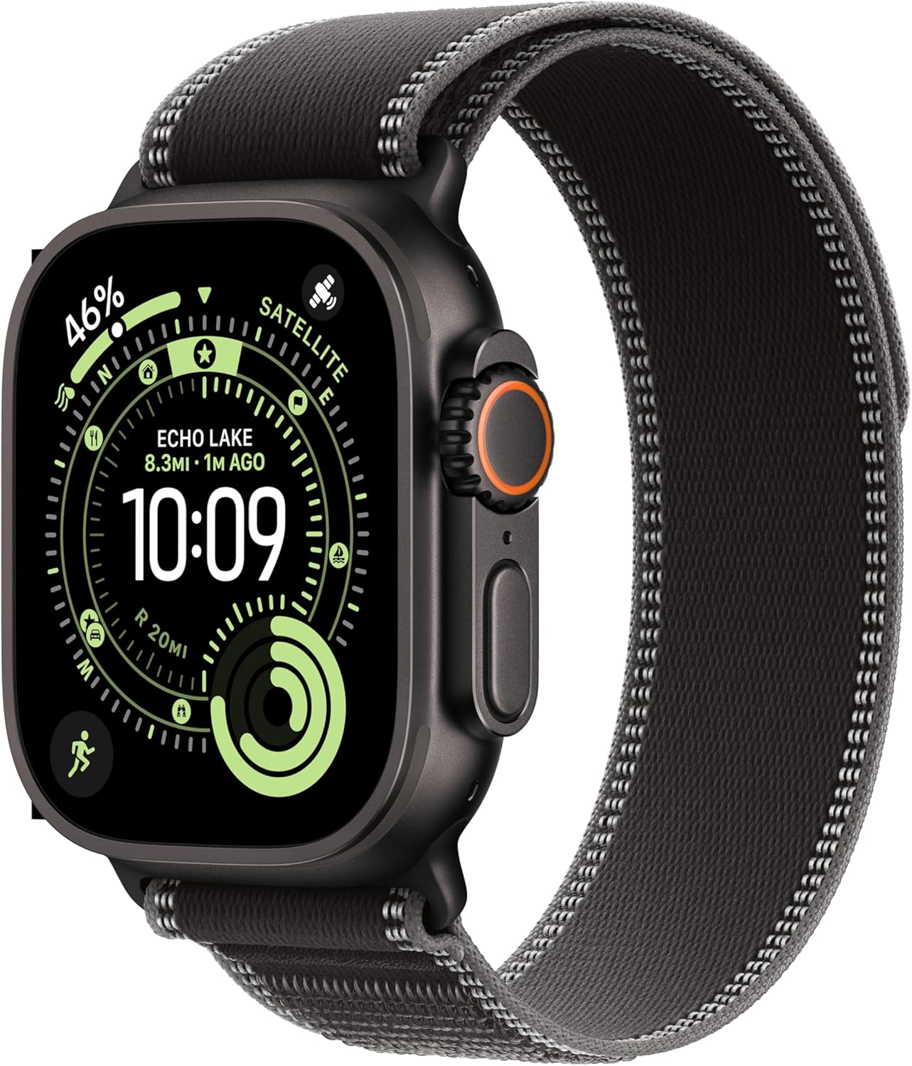 Apple Watch Ultra 3 [GPS + Cellular 49mm] Running & Multisport Smartwatch w/Rugged Titanium Case w/Black/Charcoal Trail Loop - M/L. Satellite Communications, Advanced Health & Fitness Tracking