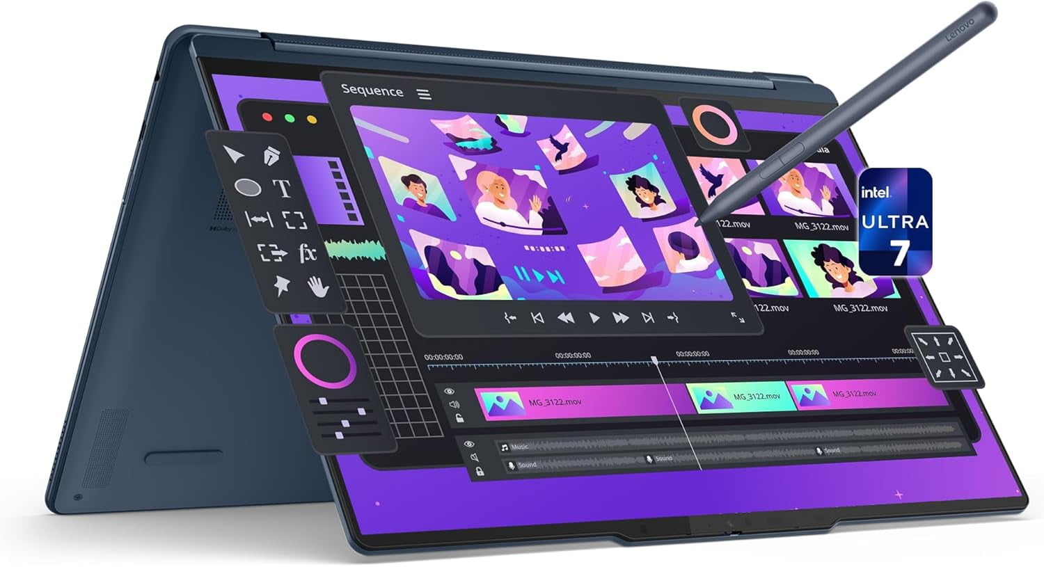 Lenovo Yoga 9i 2-in-1 Copilot+ Laptop, Intel Ultra 7-258V, 32 GB LPDDR5x RAM, 1 TB PCIe SSD, 14" 3K (2880x1800) Oled Touchscreen Display, Intel Arc Graphics, Backlit Keyboard, W11 Home, Cosmic Blue
