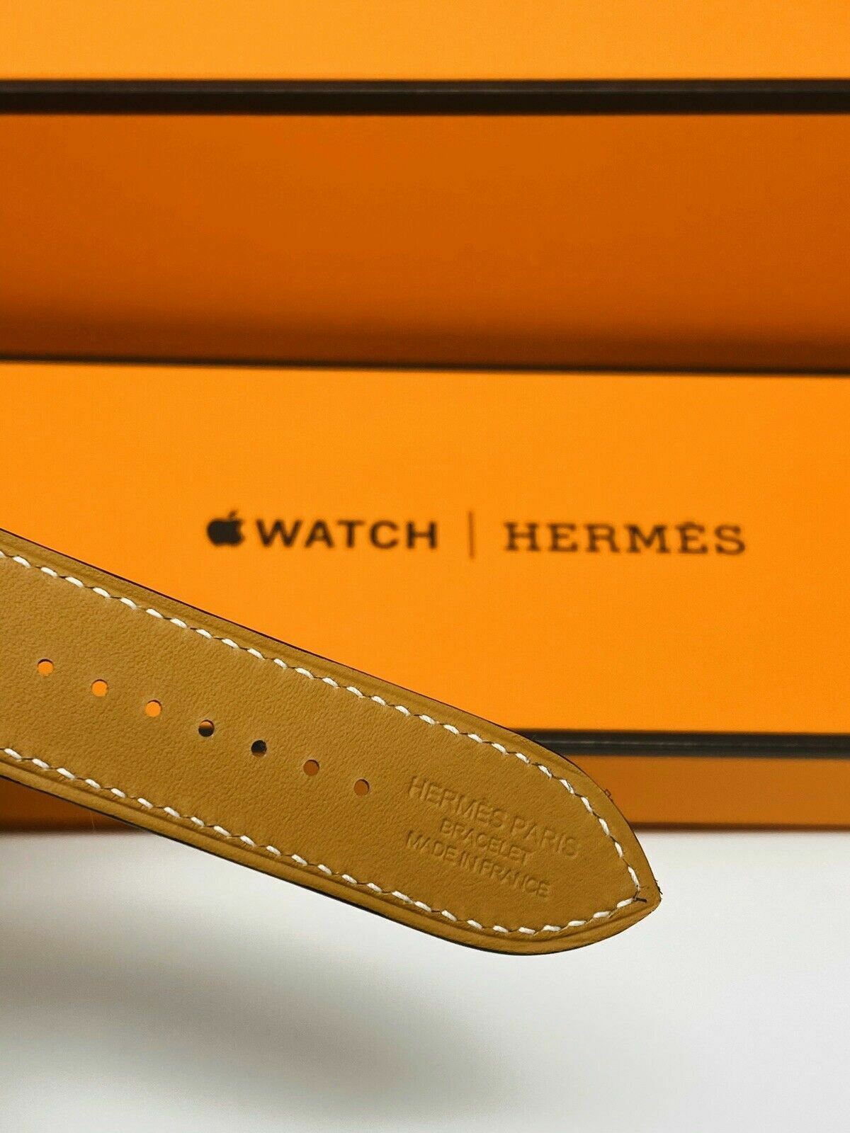 24K Gold Plated iWatch SERIES 8 HERMES 45mm Attelage Gold Buckle Orange Ban