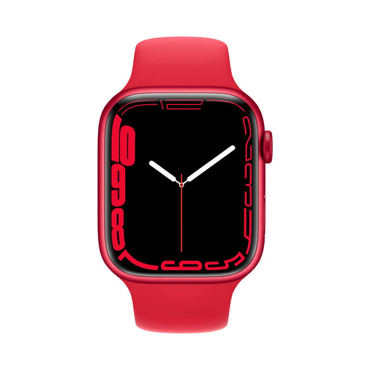 Pre-Owned Apple Watch Series 7 Aluminum 45mm A2474 (GPS Only, No Cellular) Red w/ Wireless Earbuds